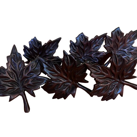 Set-6 bronze tone metal maple leaf napkin rings, table decor, kitchen dining - Picture 1 of 7
